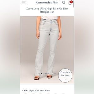 Abercrombie Curve Love Ultra High Rise 90s Slim Straight Jean with split Hem NWT